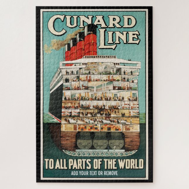 Retro poster Cunard ocean liner luxury steamship, Jigsaw Puzzle (Vertical)