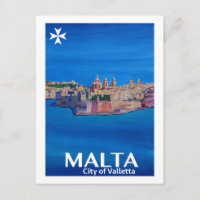 Retro Poster Malta Valetta  - City of Knights