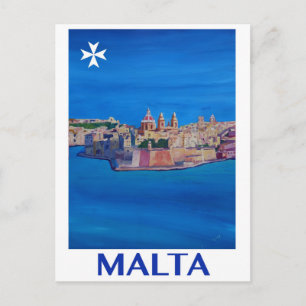 RETRO POSTER Malta Valetta City of KnightsII Postcard