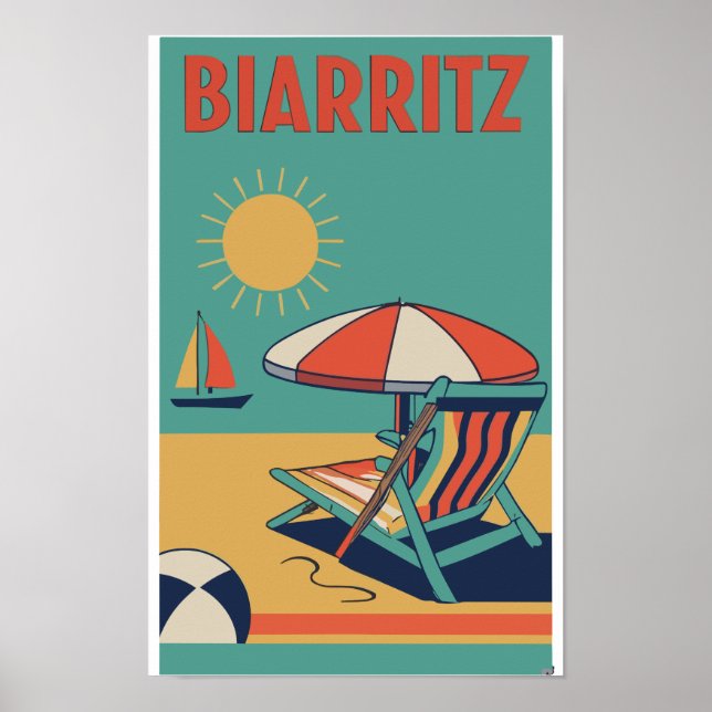 Retro poster of French resort town Biarritz (Front)