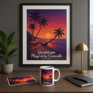 Retro Poster Plage de La Caravelle Guadeloupe