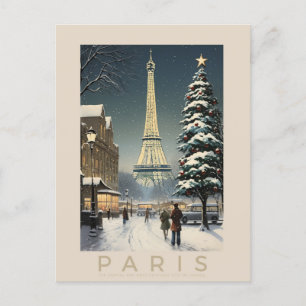 Retro poster - travel - vintage - Paris - Evening  Postcard