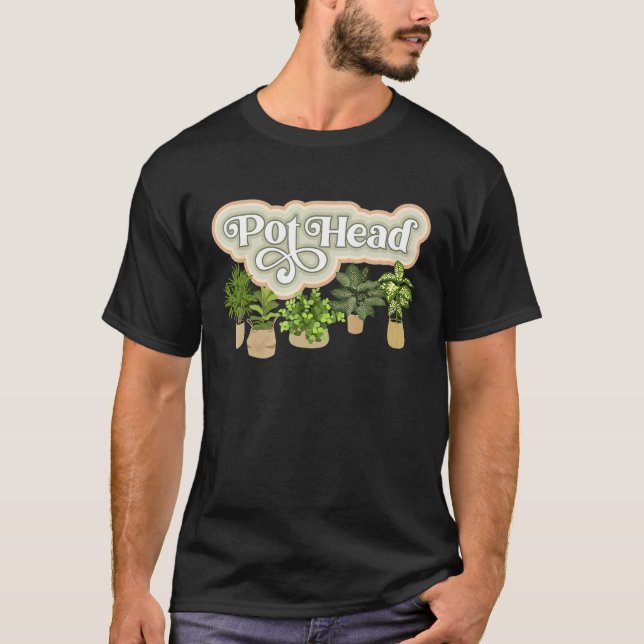 Retro Pot Head Indoor Plant Plants Gardener Garden T-Shirt (Front)