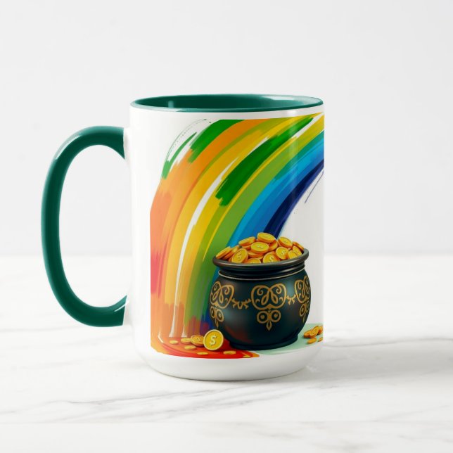 Retro Pot of Gold St. Patrick's Lucky Coin Mug (Left)