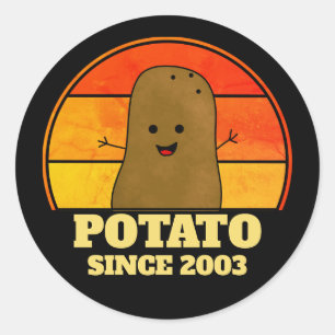 Retro Potato Birthday Year Classic Round Sticker