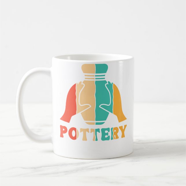 Retro Pottery Hobby Pottery Pro Wheel Lover Potter Coffee Mug (Left)