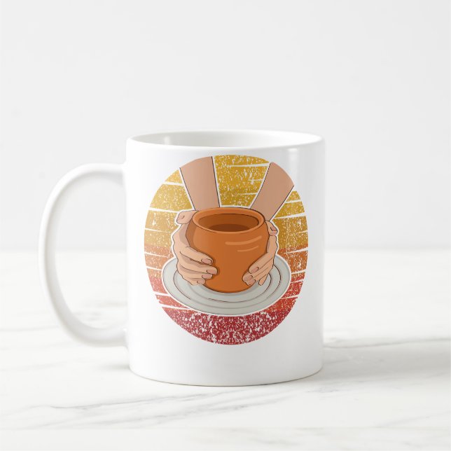 Retro Pottery Pro Wheel Hobby Lover Pottery Coffee Mug (Left)