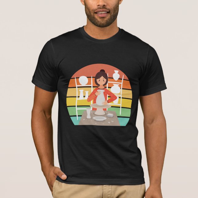 Retro Pottery Woman Ceramic Kiln T-Shirt (Front)