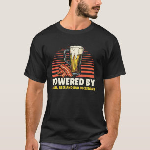 Retro Powered by Bacon Beer Bad Decisions Father T-Shirt