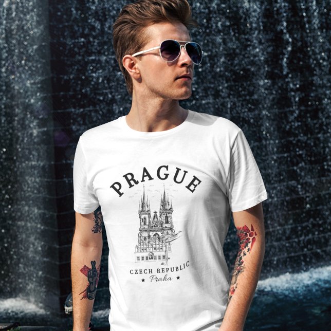 Retro Prague Landscape in Czech Republic T-Shirt (Creator Uploaded)