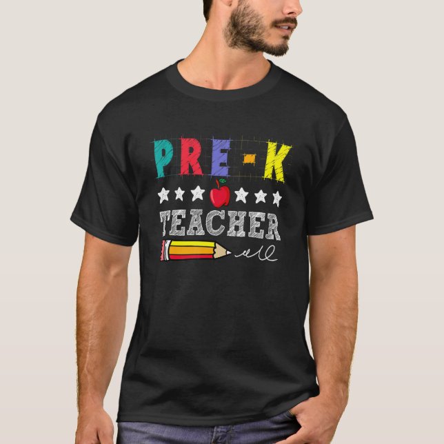 Retro  Pre K Teacher Life  For Back To School Pre  T-Shirt (Front)