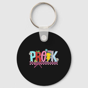 Retro Pre K Teacher Lightning Bolt Pencil Back To Key Ring