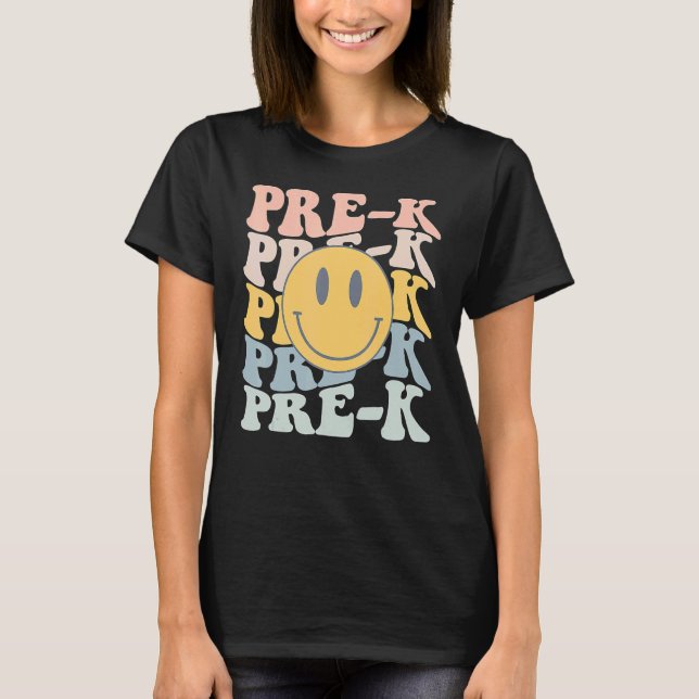 Retro Pre K Teacher Student First Day Of School Pr T-Shirt (Front)