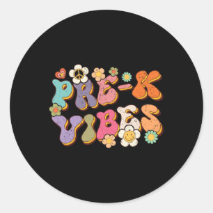 Retro Pre K Vibes Ck To School Teacher First Day O Classic Round Sticker