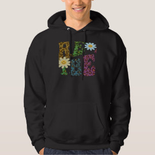 Retro PRE K VIBES Teacher Peace Love PreK Pink Hoodie