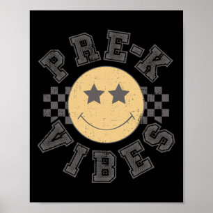 Retro Pre-k Vibes Teacher Student 1st Day Back To  Poster