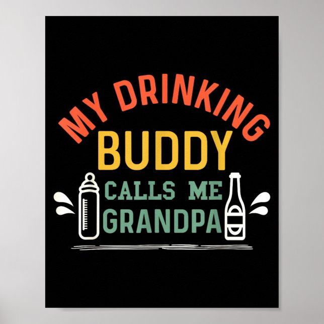 Retro Pregnancy Announcement Grandpa My Drinking B Poster (Front)
