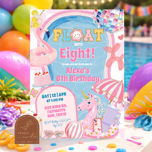 Retro preppy Float into Pool Party Girl Birthday Invitation