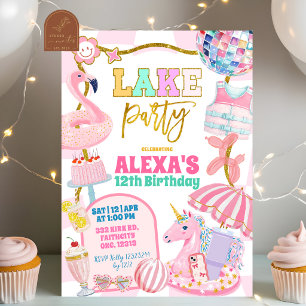 Retro preppy Lake Party Invitation