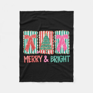 Retro Preppy Merry And Bright Girly Coquette Chris Fleece Blanket