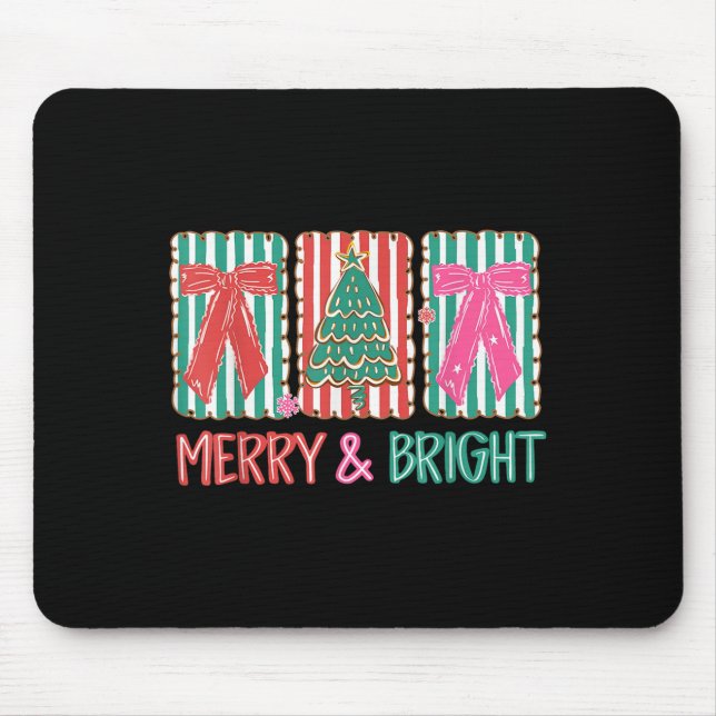 Retro Preppy Merry And Bright Girly Coquette Chris Mouse Mat (Front)