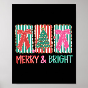 Retro Preppy Merry And Bright Girly Coquette Chris Poster