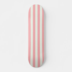 Retro Preppy Sportswear Stripes - Pink Cream Skateboard