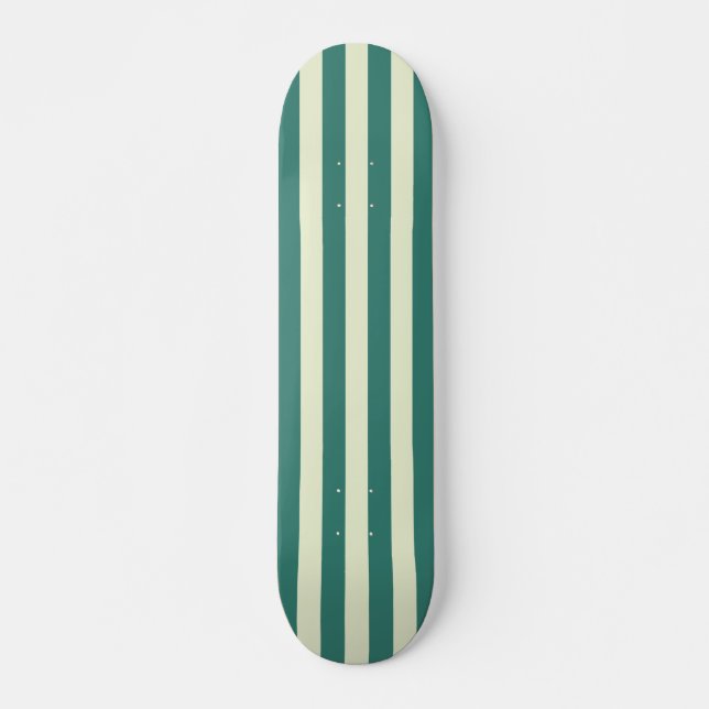 Retro Preppy Sportswear Stripes - Retro Green Skateboard (Front)