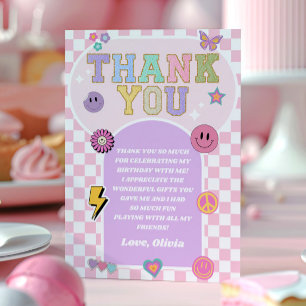 Retro Preppy Varsity Patch Birthday Party Thank You Card