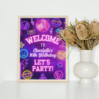 Retro Preppy Y2K Smile Face Pink Neon Glow Party