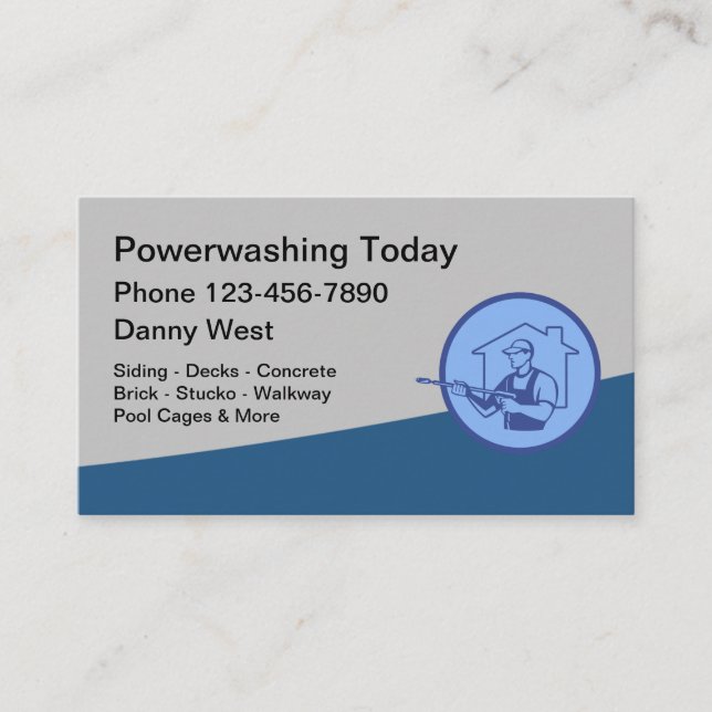 Retro Pressure Cleaning Business Card Design (Front)