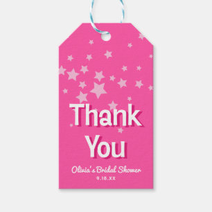 Retro Pretty Pink Malibu Stars Bridal Shower Favou Gift Tags