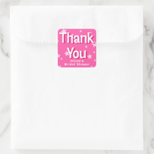 Retro Pretty Pink Malibu Stars Bridal Shower Favou Square Sticker