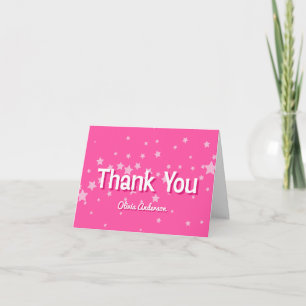 Retro Pretty Pink Malibu Stars Bridal Shower Thank You Card