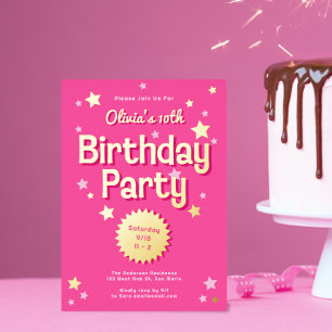 Retro Pretty Pink Stars Birthday Party