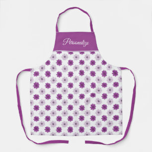 Retro Pretty Purple Daisy Floral Flower Petals Apron