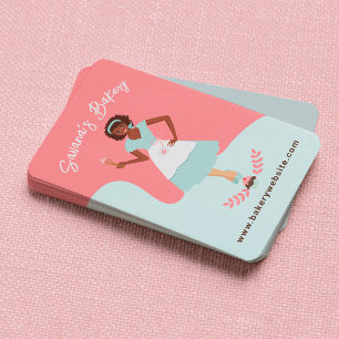Retro Pretty Woman Sweet Bakery Services Pink Business Card