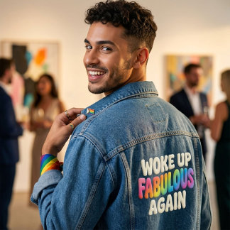 Retro Pride Puff Style Woke Up Fabulous Again Denim Jacket