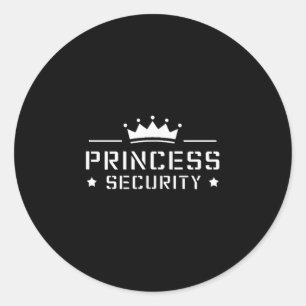 Retro Princess Security Boys Brother Birthday Dad Classic Round Sticker