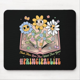 Retro Principal Flowers Teach Them Love Them Watch Mouse Mat