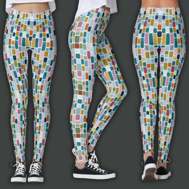 Retro Print | Colour Blocks Leggings (Creator Uploaded)