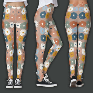 Retro Print   Pastel Floral Leggings