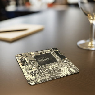 Retro printed circuit board • Geek electronic PCB Square Paper Coaster