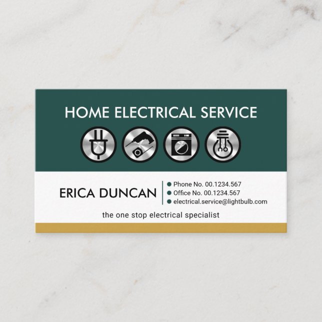 Retro Professional Home Electrical Works Business Card (Front)
