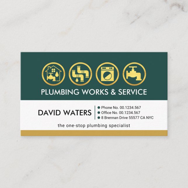 Retro Professional Plumbing Layers Business Card (Front)