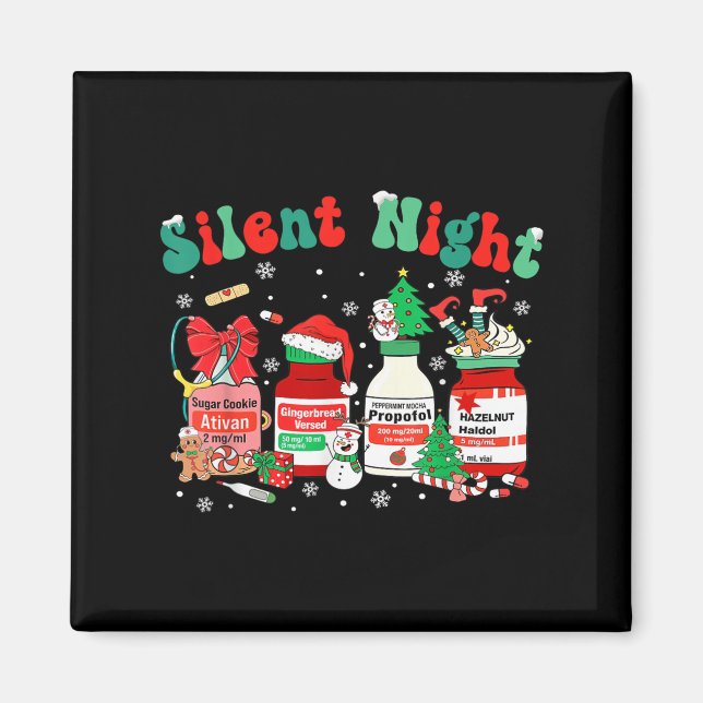 Retro Profol Silent Night Funny Christmas Nurse Wo Magnet (Front)