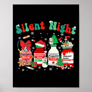 Retro Profol Silent Night Funny Christmas Nurse Wo Poster