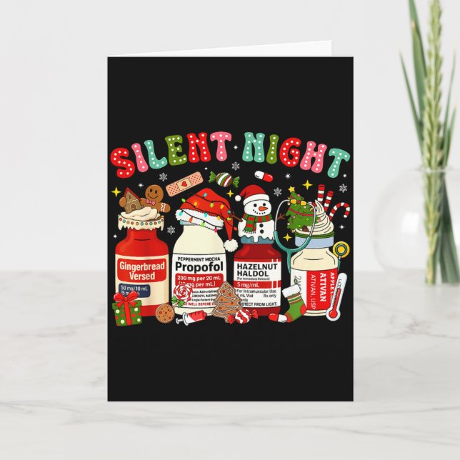 Retro Profol Silent Night Icu Nurses Funny Merry C Card (Front)