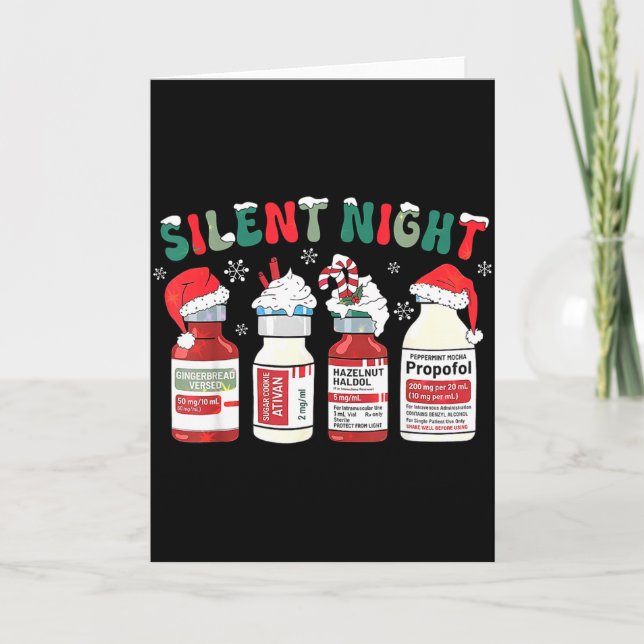 Retro Profol Silent Night Icu Nurses Funny Merry C Card (Front)
