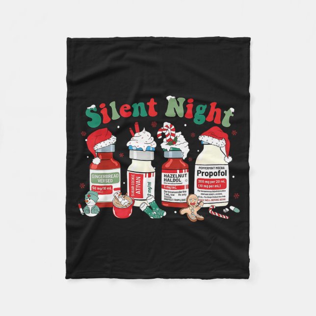 Retro Profol Silent Night Icu Nurses Funny Merry C Fleece Blanket (Front)